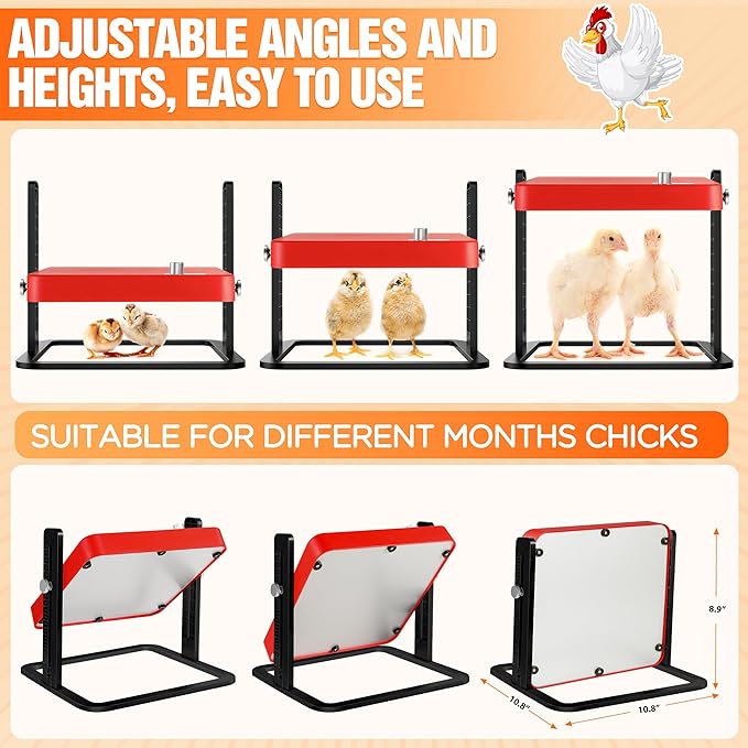 Tepsmigo Chicken Coop Heater, Chicken Heater, Brooder Plate for Chicken Coop Accessories, with Adjustable Temp, Height and Angle, Chicken Heater for Coop, Temp Pet Warmer for Ducklings Kitten Puppy