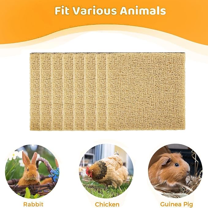 8 Pack Chicken Nesting Pads, Washable Nesting Box Liners for Chicken Coop, Reusable Plastic Nest Box Pads with 4 Pcs Fake Wooden Eggs, Chicken Laying Mats, 12×12×0.8 inch