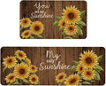 Roszwtit Farmhouse Kitchen Rugs and Mats Set of 2, Sunflower Kitchen Mat, Seasonal Spring Summer Cooking Sets Low-Profile Non-Slip Floor Mats for Home Kitchen Decor - 17x29 and 17x47 Inch