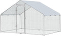 Large Metal Chicken Coop, Chicken Coop Run for 6/10 Chickens, Walk-in Chicken Runs for Yard with Anti-UV Cover, Spire Roof Hen House for Backyard, Duck Rabbit Cage Poultry Pen 6.6 x 9.8 x 6.5 ft