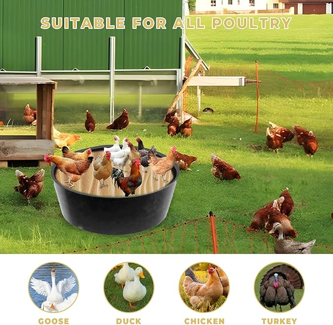 Chicken Dust Bath Tub, Dust Bath for Chickens with Bottomless Design, Chicken Dust Bath Container, Ideal Chicken Coop Accessories for Chickens, Hens, Ducks, Geese, and Other Poultry