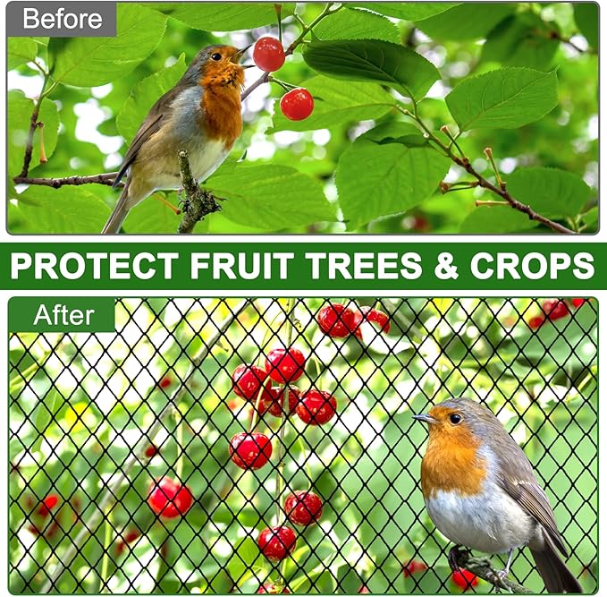 Bird Net - 50' x 50' Garden Netting with 2.4" Square Mesh Protect Fruit Tree, Plant & Vegetables from Poultry, Deer and Pests, Heavy Duty Tree Net for Garden, Farm, Orchard, etc.