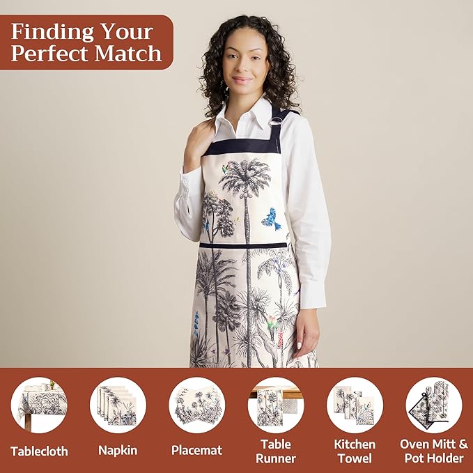 Maison d' Hermine 100% Cotton Apron for women with Pocket Kitchen Chef Apron for Men Cooking Easter Decorations