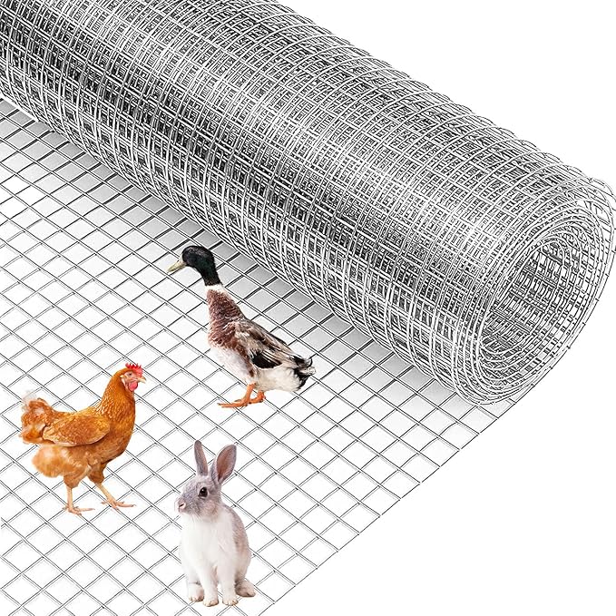 Hardware Cloth 1/2 inch - 36in x 50ft 19GA Heavy Duty Galvanized Chicken Wire Mesh Roll, Hot-Dipped After Welding for Chicken Coop, Rabbit Cages & Garden Fencing – Poultry Netting & Fencing