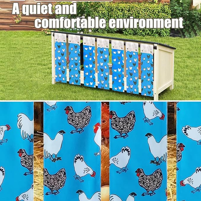 MOMWOW Chicken Nest Box Curtains - Home Partition Curtain for Laying Eggs - Wind, Rain, Light Protection - Prevent Disturbance - Easy Button Closure (Blue_1)