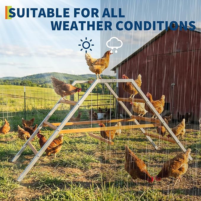 Chicken Roosting Bars for Coop Accessories, Chicken Perches with Swing for 10-12 Chickens, Wooden Chicken Ladder for Pet's Healthy & Happy, Easy to Assemble and Clean