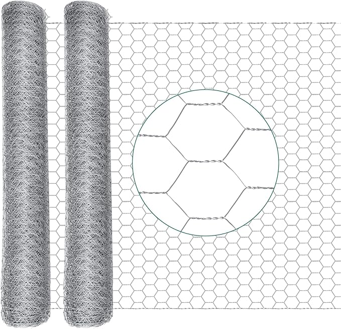 24 in x 200 ft Chicken Wire Fencing Metal Floral Chicken Wire Mesh for Crafts Poultry Garden, 1 Inch Hexagonal Galvanized Hardware Cloth Netting for Poultry Coop Barrier Rabbit Cage (Silver)