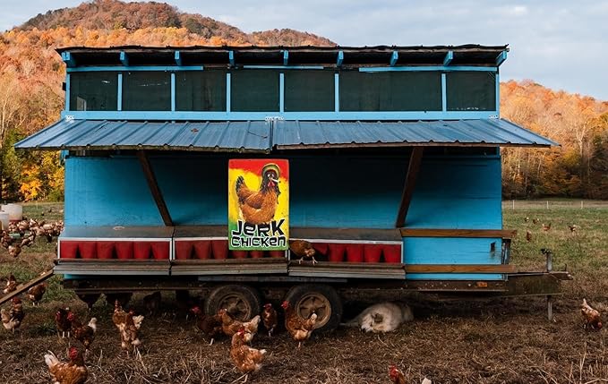Funny Chicken Sign, Metal Chicken Coop Tin Signs, Jerk Chicken, Yard Sign Garage Farm Garden Wall Decor Sign Plaque Outdoor for Home Fence 8 X 12 Inches