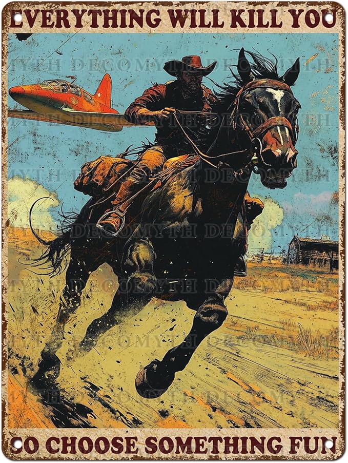 Cowgirl Metal Tin Sign Choose Fun Cowgirl Horse Funny Tin Sign for Home Farm Outdoor Bathroom Restaurant Cafes Bars Club Garage 12 * 16inch