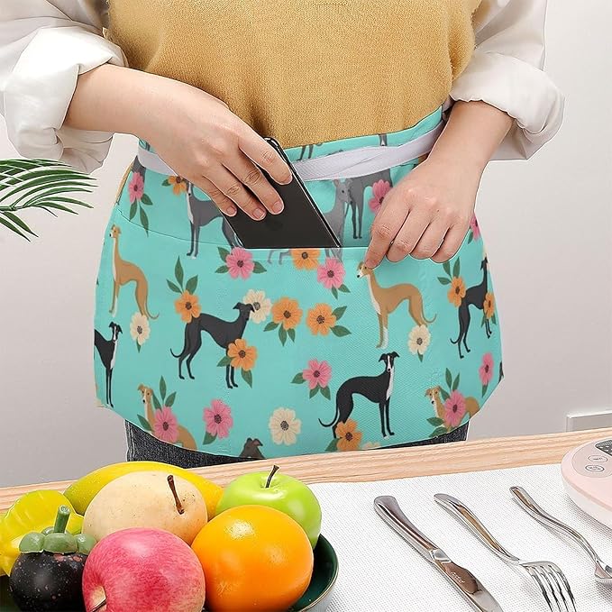 Half Apron with 3 Pockets Chef Cooking Kitchen Restaurant Aprons for Women Men