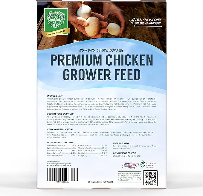 Small Pet Select - Chicken Grower Feed, Non-GMO, Corn & Soy Free, 20lb