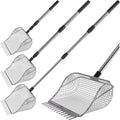 Chicken Poop Scooper for Chicken Coop, Stainless Steel Durable Manure Shovel with Infinitely Adjustable Length Handle, Poultry Cleaning Tool (1-Pack)