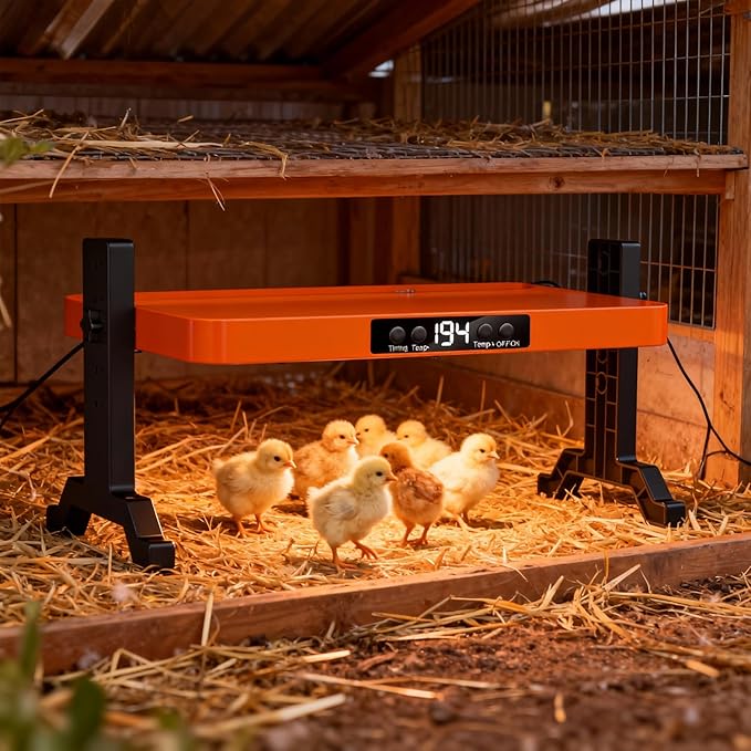 Chicken Brooder Heater,200 Watts Smart Chicken Coop Heater with Overheating Protection,Poultry Brooder for 24 Chicks with Timer & Temp Controllers,Large Egg Incubator with Heater,UL-Compliant
