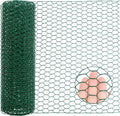 15.7” x 157” Chicken Wire for Floral Arrangements, 0.6” Hexagonal PVC Coated Galvanized Chicken Wire Mesh, Green Lightweight Fencing Wire for Garden