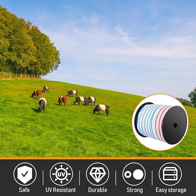 1 Roll 2 Inch x 1000 ft Electric Fence Tape for Livestock Polytape Fencing Horse Fence with High Visibility