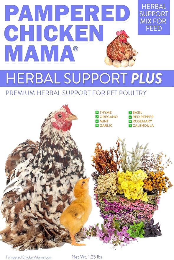 Pampered Chicken Mama Herbal Support Plus Poultry Treat for Overall Health | Mix with Layer Feed, Chick Starter, Chicken Scratch (1.25 Pound)