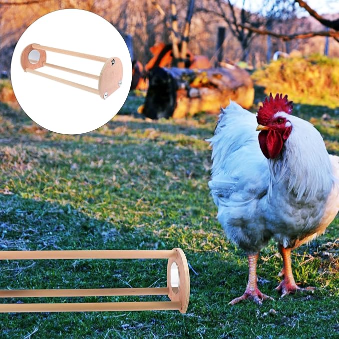 Wooden Chicken Perch Chick Roosting Bar Bird Stand Jungle Gym Chicken Toys with Mirror Poultry Accessories for Chick Parrot