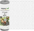 HOOPLE Chicken Wire, 17Inx40FT Chicken Wire Fencing for Garden Poultry, Hexagonal Galvanized Chicken Wire Mesh, Rustproof and Sturdy, Animal Barrier Mesh, Wire Fence Rolls for DIY Project.