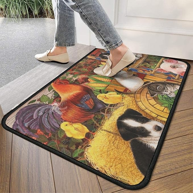 Roszwtit Farmhouse Kitchen Rugs and Mats, Farm Animal Door Mat, Seasonal Washable Non-Slip Floor Mats for Home Kitchen Decor 30x17 Inch