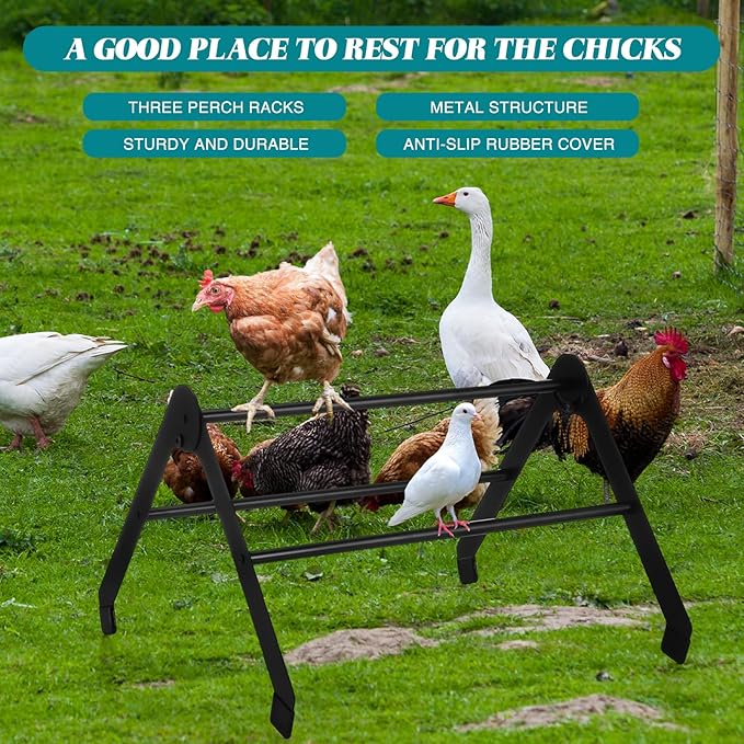 Moxweyeni 2 Pack Adjustable Chicken Perch for Coop Heavy Duty Metal Chick Roosting Bar for Brooder Training Perches for Mini Chicks Easy to Assemble and Clean