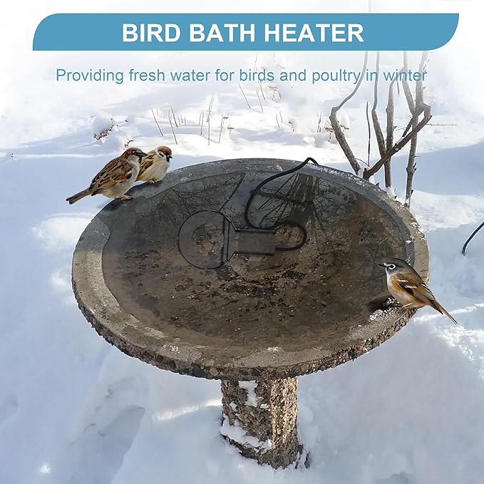 250 Watt Utility De-Icer Submergible Cast Aluminum Chicken Water Heater for Livestock Tank Heater Winter Bird Bath Heater (1, Black)