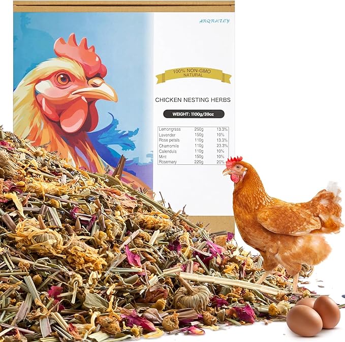 39oz Luxury Chicken Nesting Herbs, 7 Natural Floral & Herbal Blend Nesting Herbs for Chicken Coop Living Bedding, Pads, Boxes and Hen Coop Accessories, Calm Hens, Better Egg Quality