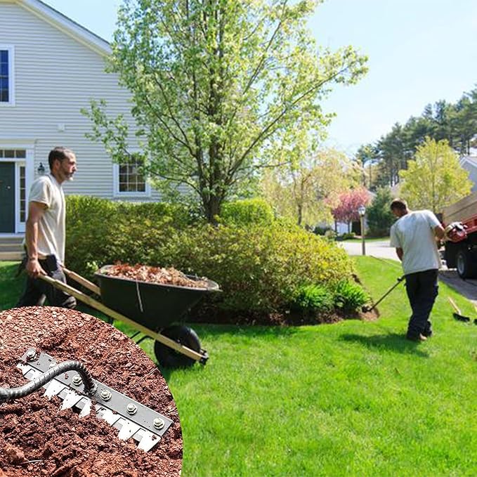 Gardenia Iron Weeding Rake, Hand Weeder Puller Tool, Manual Heavy-Duty Weed Rakes with Detachable Blade, 8 Teeth Manganese Steel Forged Weeder for Vegetable Gardening Backyard Farm Planting