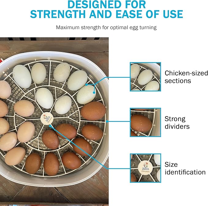 Incubator Warehouse Egg Trays for 22 Medium (Chicken) Eggs - Durable Egg Tray for Nurture Right 360 Egg Incubator - Hand Washable Eggs Keeper for Chicken Goose Turkey Emu (Various Sizes)