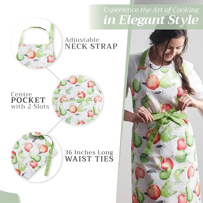 Maison d' Hermine 100% Cotton Apron for women with Pocket Kitchen Chef Apron for Men Cooking Easter Decorations