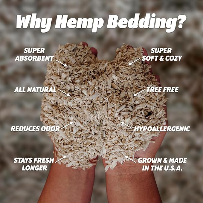 Eaton Pet and Pasture, Naturally Grown Hemp Pet Bedding for Chickens, Nesting Boxes, Rabbits, Hamsters, Small Pets, Highly Absorbent, Hypoallergenic, Eco-Friendly, Farmer Owned 28L