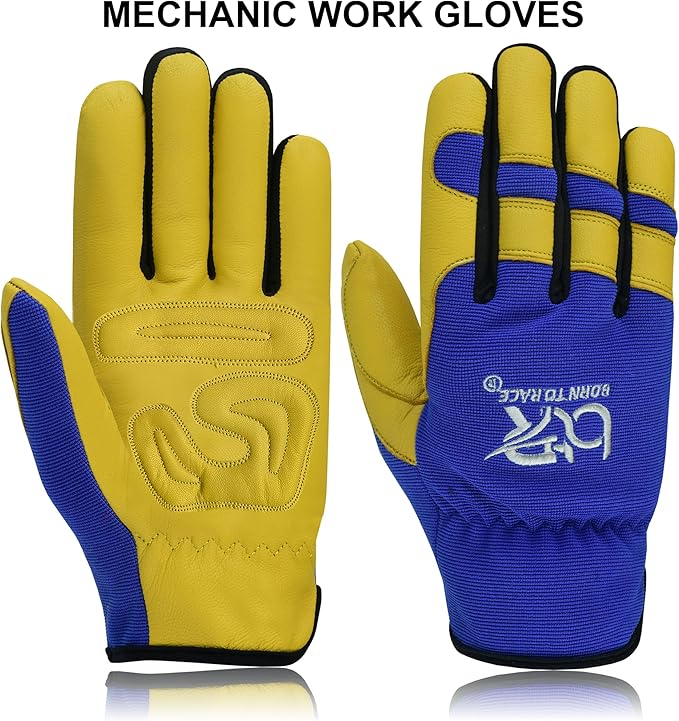 Safety Work Gloves Heavy Duty Genuine Goat Leather Hand Protection Mechanic, Welding, Construction Gloves