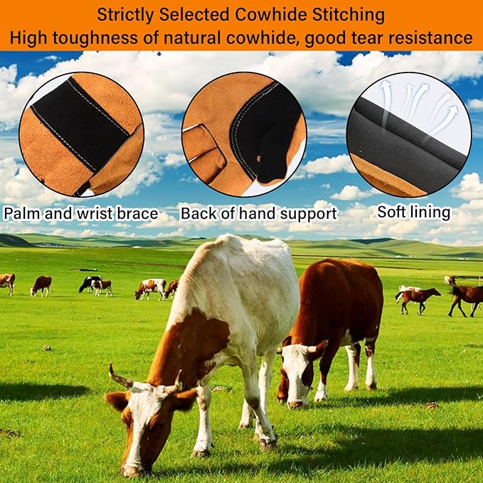 Animal Handing Gloves Bite Proof,Leather Welding Gloves,Multipurpose Puncture Proof Glove for Dog,Cat,Reptile,Snake