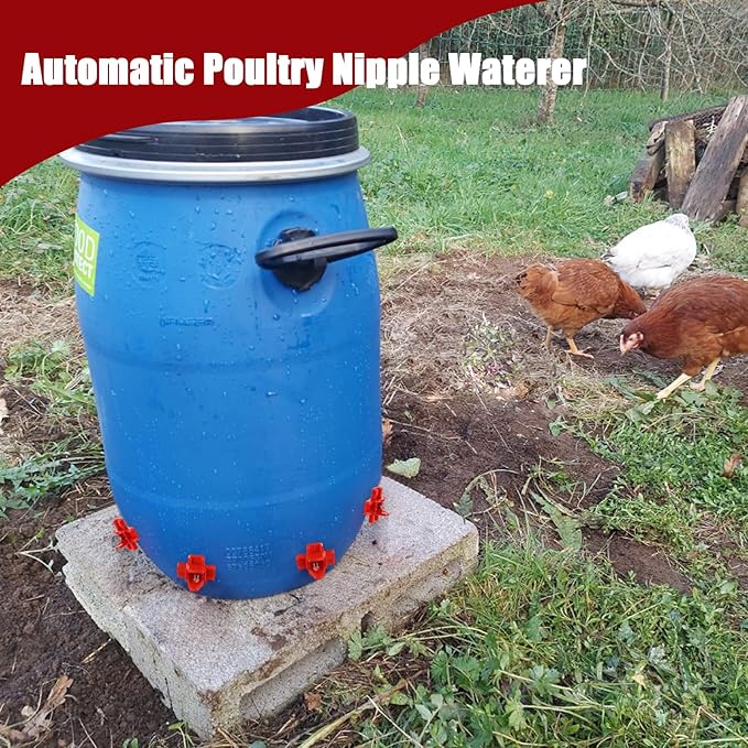 Chicken Water Nipples 40 Pack Automatic Poultry Nipples Horizontal Side Mount Nipples Drinker Non Leak Chicken Waterer for Bucket Chicken Feeders Chicken Coop Outdoor