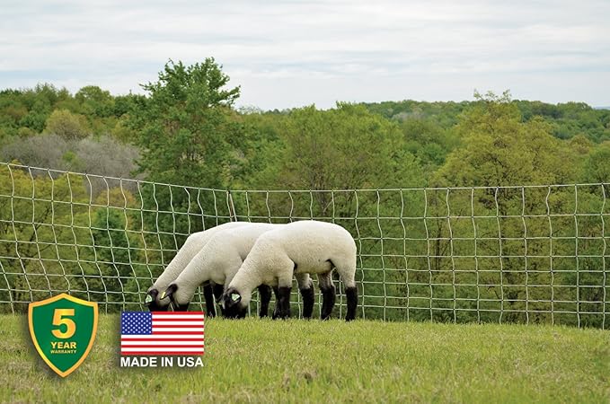 Powerfields P-75-G Electric 32-Inch Sheep Fence-Netting, 32-Inches Tall X 164-Feet Long Netting, 15 Line Post, 19 Stakes, 2 Tie-Down Cords, Repair Kit, Green Netting