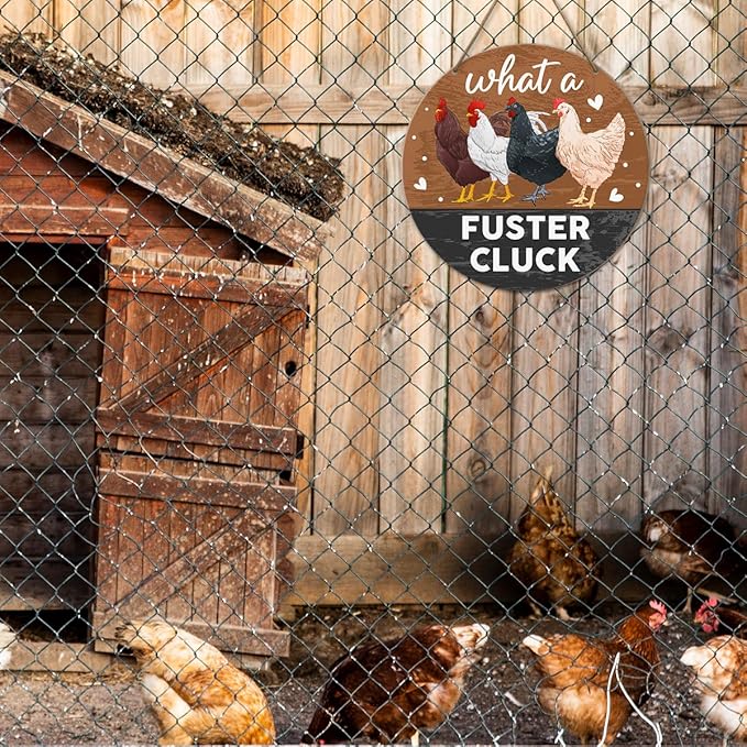 Chicken Coop Sign Wall Decor, Chicken Coop Decoration for Chicken Farm Coop Hen House Hanging Sign Decor, Gift for Chicken Farmer Owners, What a Fuster Cluck