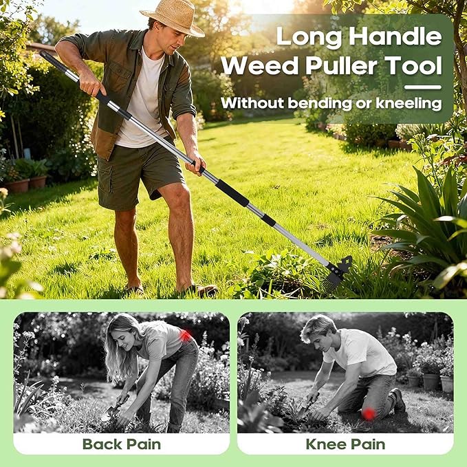 Weeder Tool - 60" Manual Weeder Remover Tool,Gardening Tools,Portable Garden Weeding Tool for Vegetable Gardening Backyard Farm Planting & Weeding