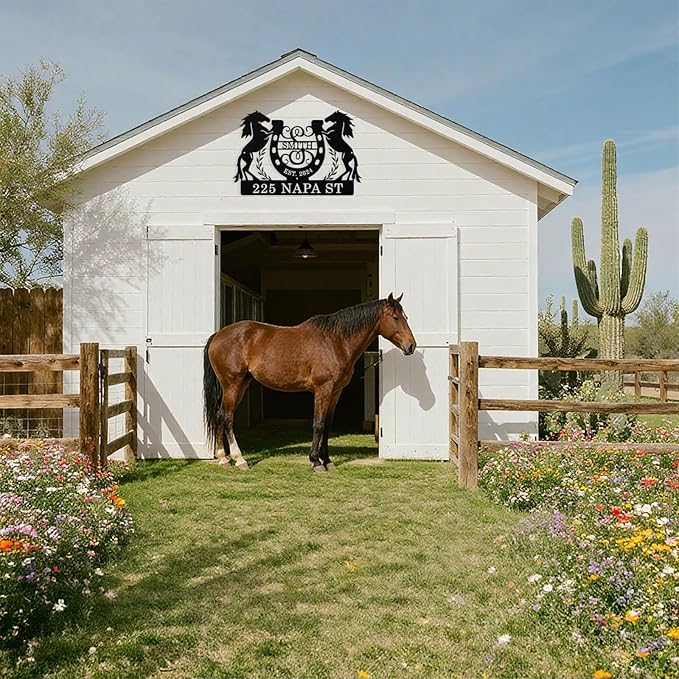 Personalized Metal Farm Sign, Custom Farm Metal Signs Outdoor, Custom Ranch Sign, Customized Horse Signs Western Decor for Farms, Ranch, Barn, Farmhouse, Housewarming Rancher Gifts