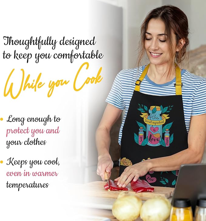 Waterproof Apron for Adults – Adjustable Fit with Deep Pockets, Stylish Cooking & Baking Apron for Women & Men