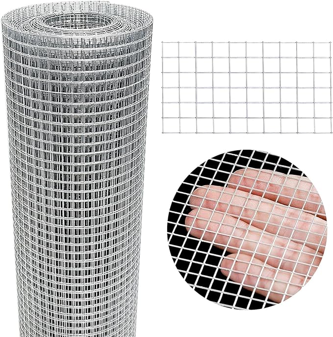 Hardware Cloth 8'' x 30' 1/4 in Galvanized Wire Mesh Roll (23 GA) Chicken Wire Fence Roll for Chicken Pen/coop Fences, Screen mesh, Rabbit/Snake Fences, Poultry enclosures, Handicraft Making, etc.