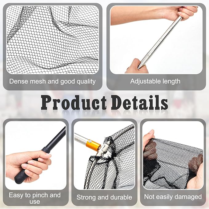 Windyun Chicken Catcher Poultry Catch Net with Stainless Steel Telescopic Pole for Outdoor Poultry(15.75 x 17.72 Inch Net with 4.92 ft Pole)