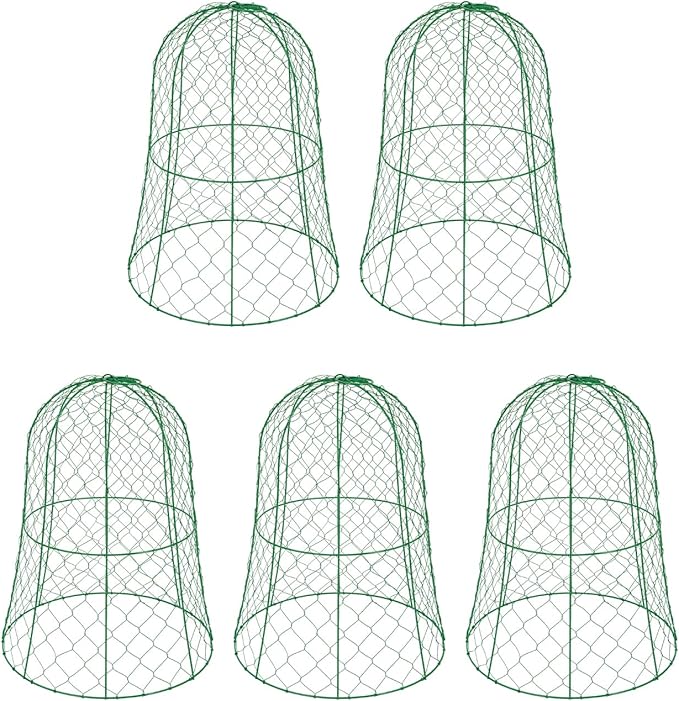 YIYIBYUS Garden Chicken Wire Cloche, 12.99" Diameter x 15.75" Height Plant Protective Covers Metal Cage Plant Protector Cover for Gardens, Parks, Yards, Balconies, Farms (5pcs, Green)