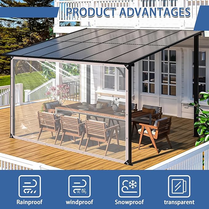 Clear Tarp Waterproof with Grommets 10x10ft,Transparent Tarpaulin Large (Small),Heavy Duty PVC Vinyl Tarps Cover for Outdoor/Camping/Plant/Garden/Chicken Coop