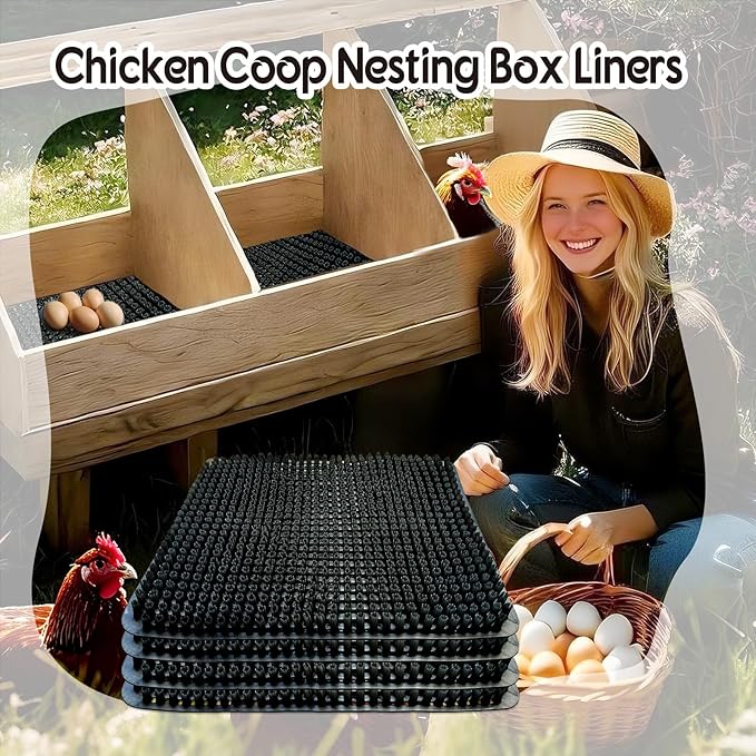 Washable Nesting Pads for Chicken Coop, Chicken Nesting Boxes for Laying Eggs, Laying Pads for Hens, Reusable Nest Mats, Black 4 Count