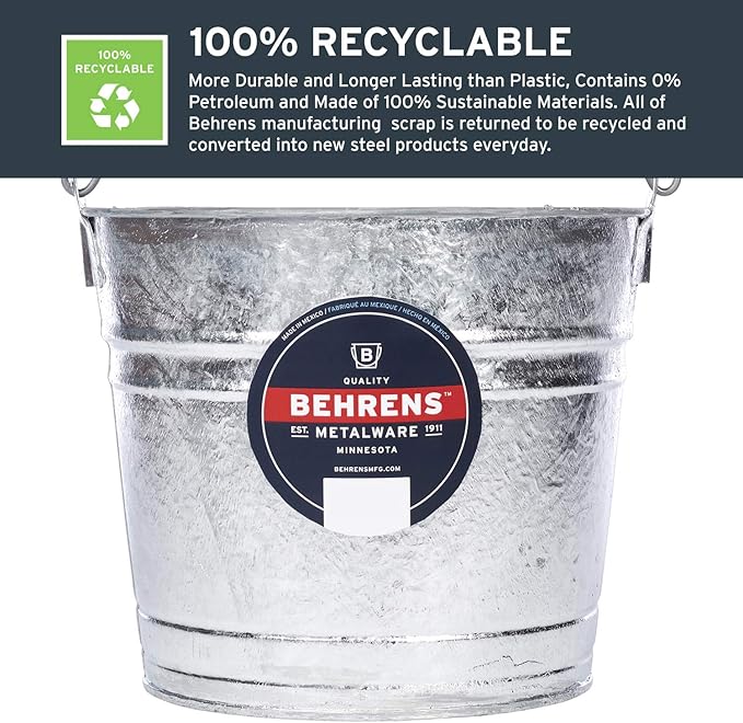 Behrens Hot-Dipped Galvanized Steel Utility Pail 10-Quart