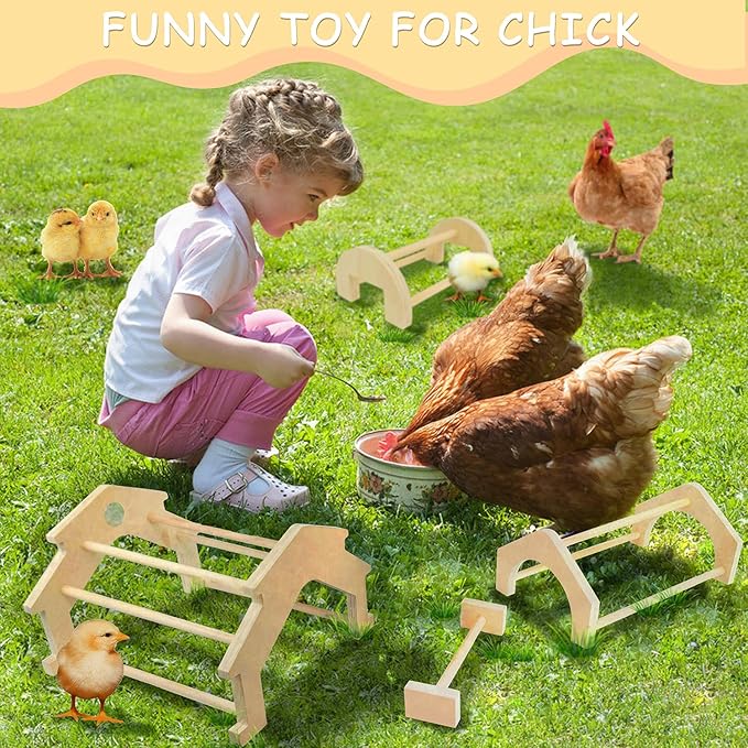 Wooden Chicken Perch (4 Pack), Jungle Gym Roosting Bar, Chicken Coop Accessories