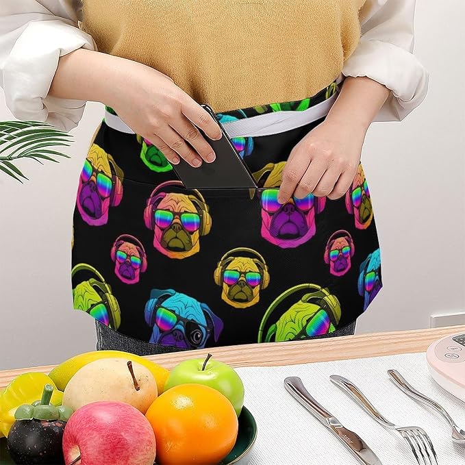 Half Apron with 3 Pockets Chef Cooking Kitchen Restaurant Aprons for Women Men