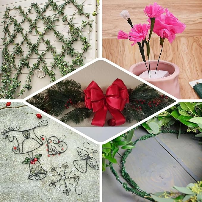 Efavormart 2 Pack - 20 Gauge Green Floral Wire 38Yards Paddle Wire for Flower Arrangements for DIY, Bouquet Wrapping, Craft Projects Finishing, Binding, Flower Bouquets Production, Decoration