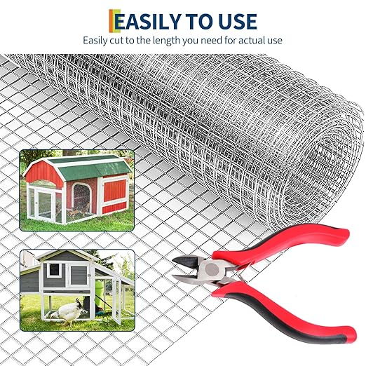 Chicken Wire 1/2 Inch 48in x 100ft Galvanized Welded Wire Mesh Roll, Chicken Wire Fence for Poultry Rabbit Snake Gopher Cage, Garden Plant Fencing & Animal Netting - Silver