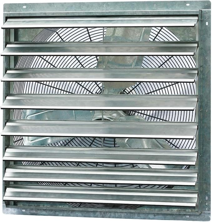 iLiving - 30" Wall Mounted Shutter Exhaust Fan - Automatic Shutter - Single Speed - Vent Fan For Home Attic, Shed, or Garage Ventilation, 5088 CFM, 7500 SQF Coverage Area, Silver (ILG8SF30S)