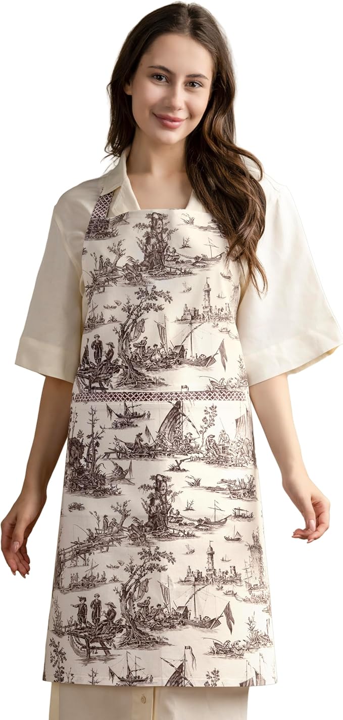 Maison d' Hermine 100% Cotton Apron for women with Pocket Kitchen Chef Apron for Men Cooking Easter Decorations